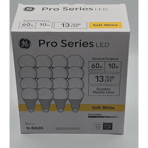 GE Pro Series A19 LED 60W Dimmable Soft White 16 Bulbs 800 Lumens - NEW